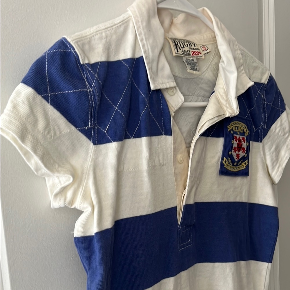 Ralph Lauren Rugby Blue & White Striped Polo Shirt small - Picture 5 of 9